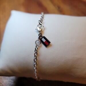 Tommy‎ Hilfiger Silver Tone Bracelet with Charm and Crystal Accent